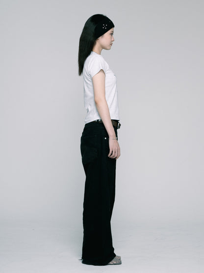Star cropped T-shirt　（White)
