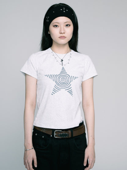 Star cropped T-shirt　（White)